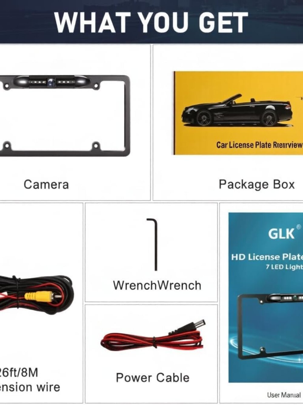 License Plate Backup Camera HD Front Rear View Reverse Camera with 7 LED Night - Picture 2 of 10